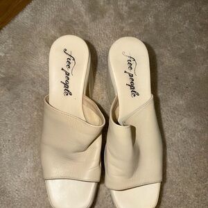 Free People Cream Mules